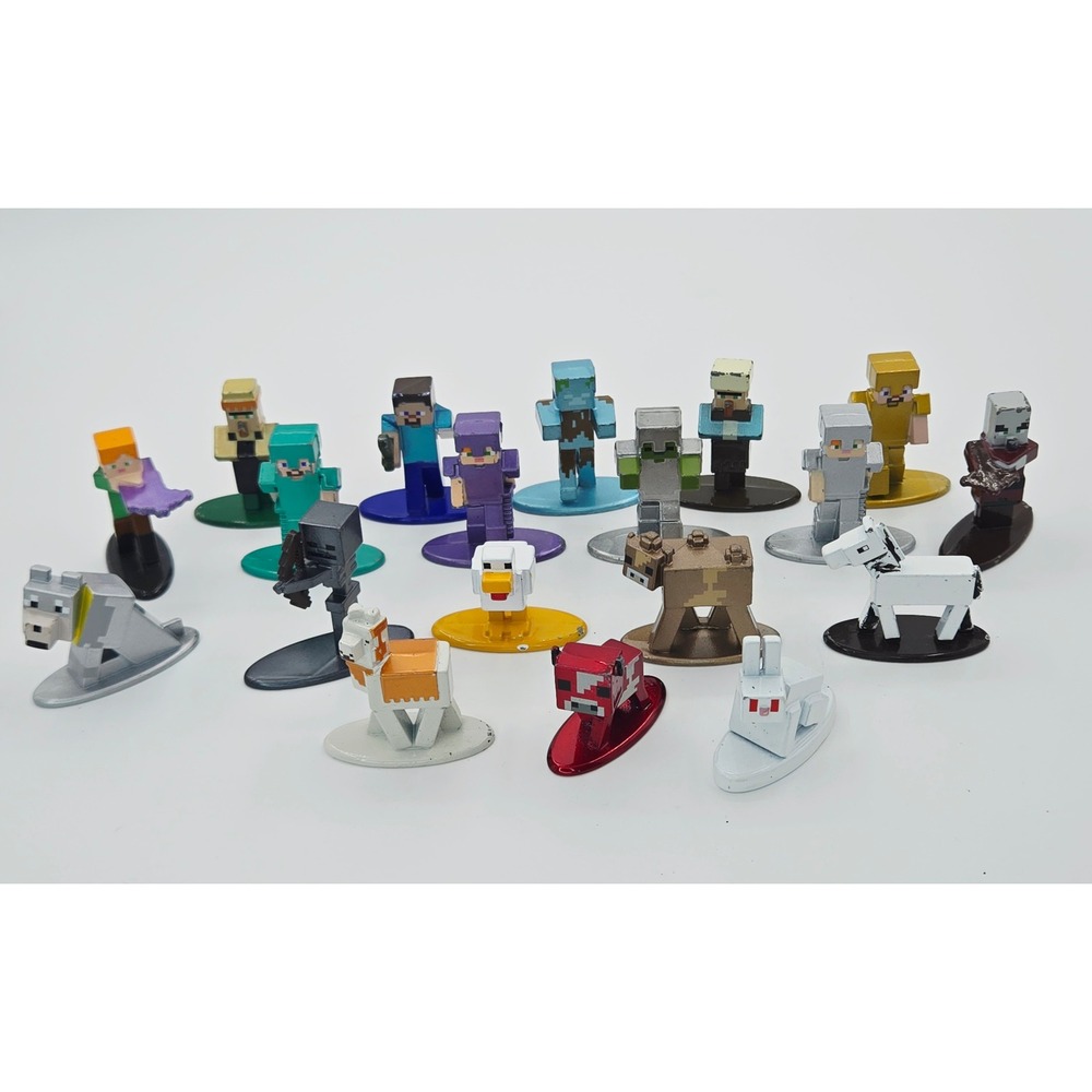 Jada Toys Minecraft Nano Metalfigs 19 Pack Die-Cast Figures Steve Alex Mobs 1.5"